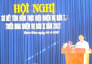 Đ/c Lê Thân-TUV, Bí thư Huyện ủy phát biểu khai mạc hội nghị